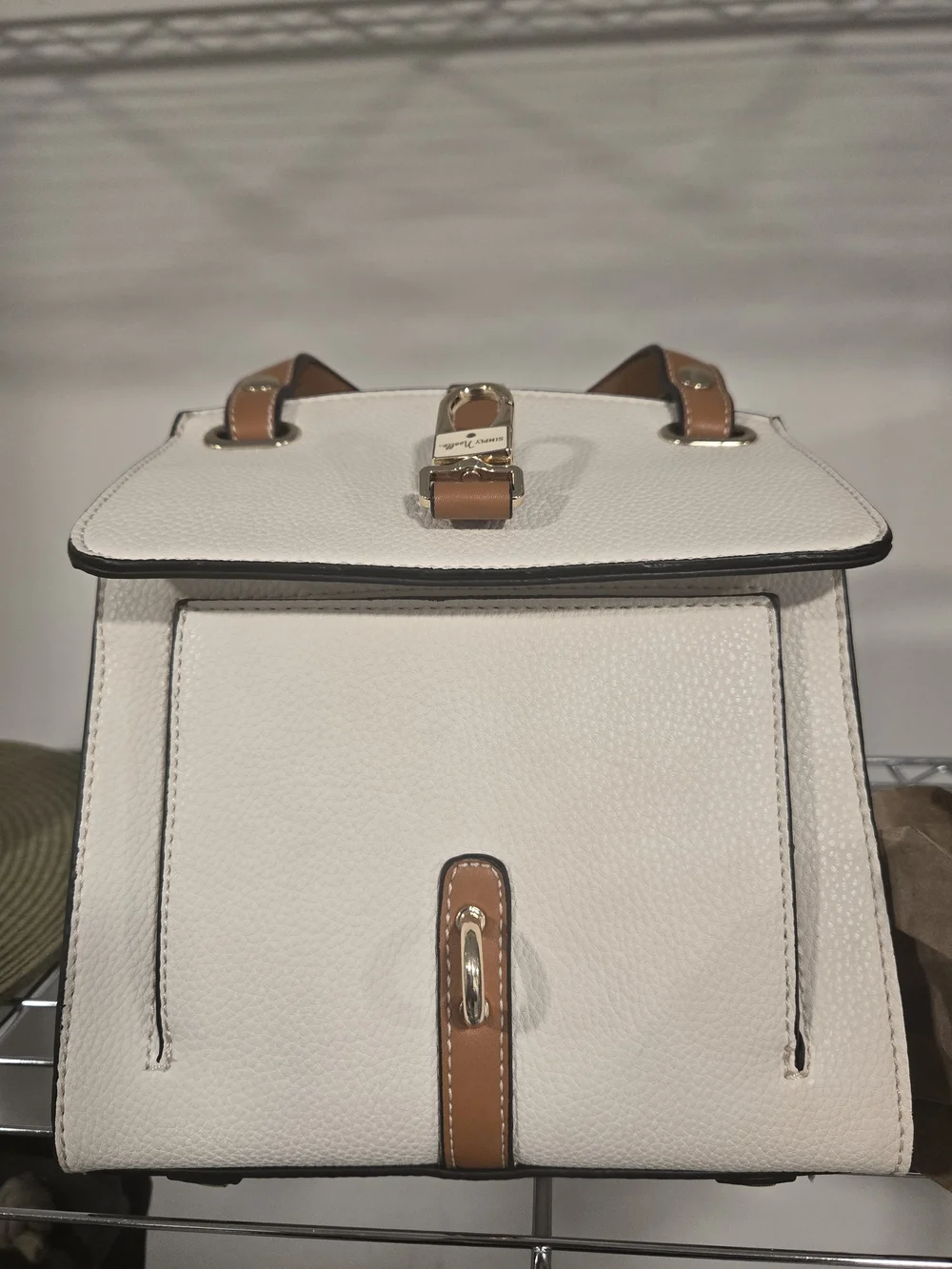 Simply Noelle White and Tan Top-Handle Satchel